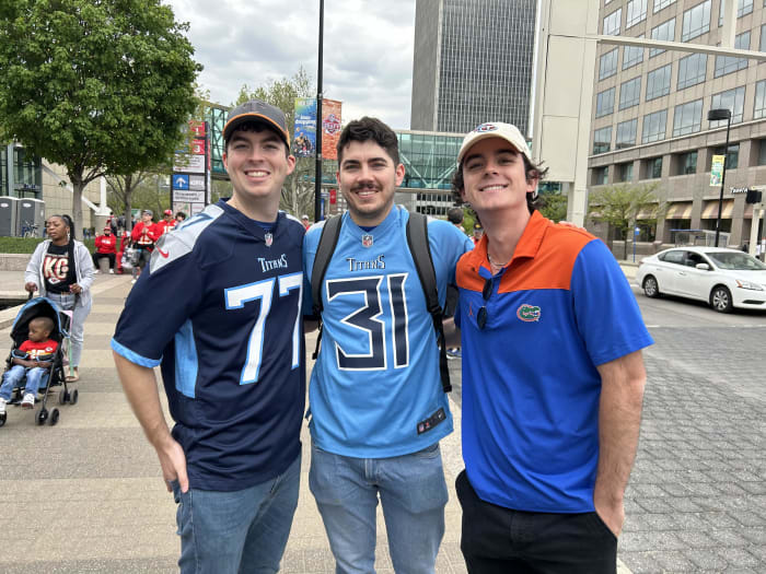 Brothers Chase, Colby and Carson Cashion are celebrating Chase's birthday with a trip to the NFL Draft in Kansas City. (AllTitans.com photo by Tom Brew)